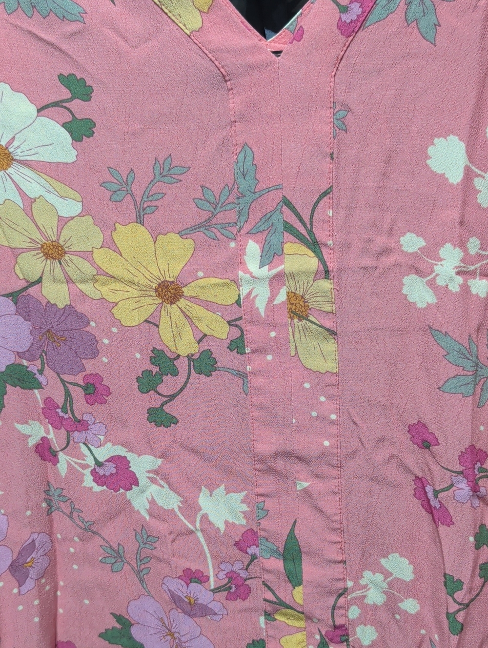 Sanctuary Short Sleeve Top w Floral Pink with Yellow & Lavender Blooms